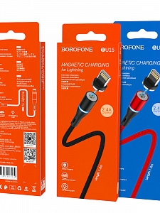 BOROFONE BU16 Красный кабель магнитный USB 2.4A (iOS Lighting) 1.2м