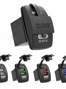 Гнездо розетка USB с белой подсветкой 12-24В TDS TS-CAU46