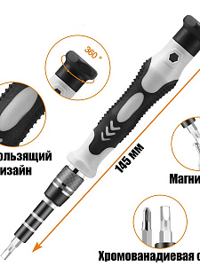 Набор отверток и бит для точных работ 115 в 1 Патриот PT-INO09