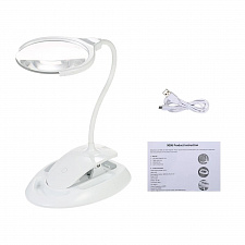 Лупа настольная с подсветкой на гибкой ноге с прищепкой 2 в 1 Орбита OT-INL51