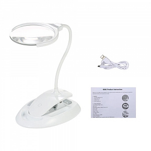 Лупа настольная с подсветкой на гибкой ноге с прищепкой 2 в 1 Орбита OT-INL51