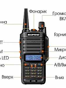 Рация Baofeng UV-9R 7W с гарнитурой черная