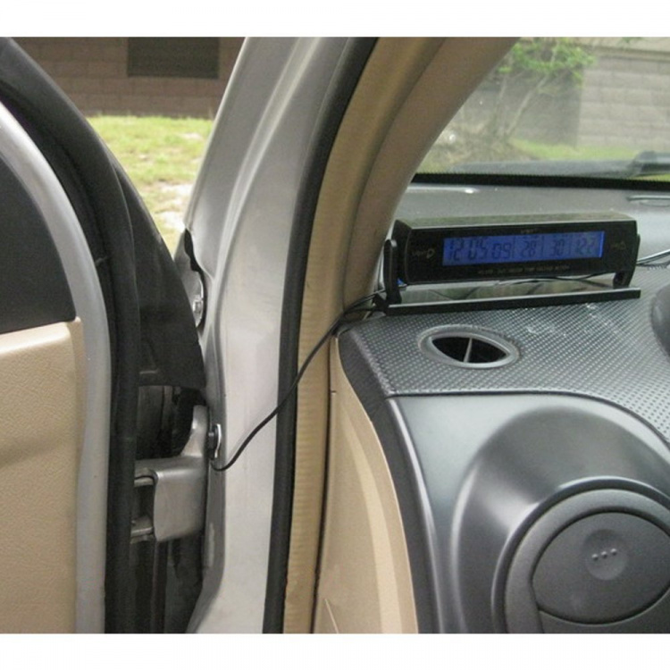 Часы автомобильные с подсветкой, вольтметром и термометром VST 7013V