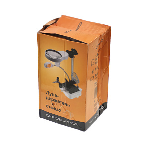 Третья рука для пайки с подсветкой, универсальный держатель на подставке с лупой 2 руки Орбита OT-INL62