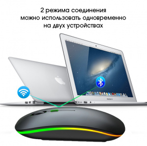 Мышь беспроводная бесшумная с подсветкой 2 в 1 Орбита OT-PCM66 Черная