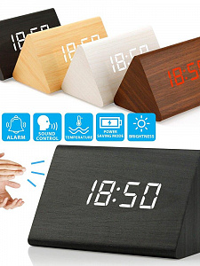 VST 864-1 Красные часы настольные (СВЕТЛО-коричневые)(без блока)