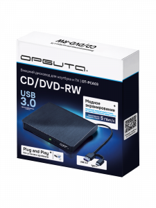Внешний дисковод для ноутбука и ПК USB 3.0 / Type-C CD-RW, DVD-RW Орбита OT-PCA03