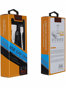 MUJU MJ-C03 ЗУ авто USB + кабель iOS Lightning (5B,2100mA)