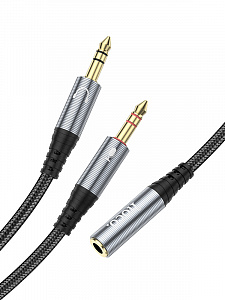 HOCO UPA21 кабель аудио (гнездо Джек 3.5 мм на 2*штекера 3.5мм) 25см