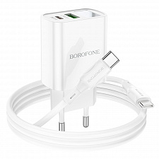 BOROFONE BA78A Белый ЗУ с USB/PD + кабель Type-C - Type-C 1м (QC3.0+PD20W,3000mA)