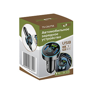 TDS TS-CAU71A ЗУ авто USB (QC3.0 + PD20W,3000mA + USB)