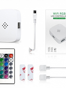 Огонек OG-LDL26 LED контроллер DC 5-28В (Wi-Fi, 2*RGB, 2*4PIN, пульт)
