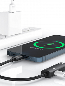 SENDEM A08 переходник аудио (штекер Lightning - гнездо Lightning/гнездо Lightning) 14см