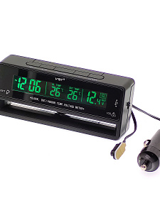 Часы автомобильные с подсветкой, вольтметром и термометром VST 7010V