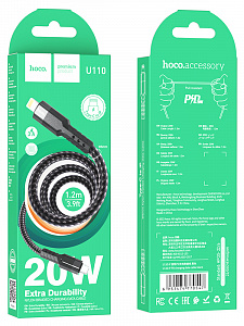 HOCO U110 Черный кабель PD20W (iOS Lighting-TYPE-C) 1.2м
