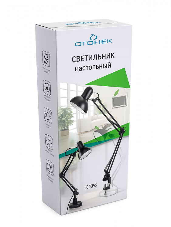 Лампа настольная для школьника на струбцине E27 Огонёк OG-LDP36 Черная