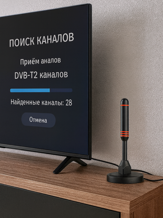 Антенна комнатная для цифрового ТВ с усилителем Орбита OT-ANT01