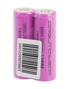 Аккумулятор 18650 3.7v 2500мАч выпуклый пин 2шт Орбита