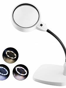 Лупа настольная с подсветкой на гибкой ноге Орбита OT-INL81