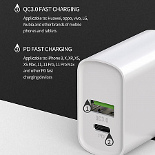 SENDEM OG03 Белый ЗУ с TYPE-C/USB (PD+QC3.0, 3000mA)