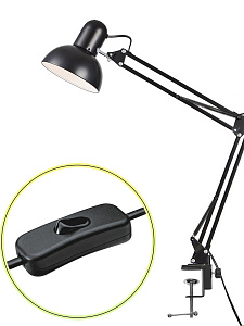 Лампа настольная для школьника на струбцине E27 Огонёк OG-LDP36 Черная