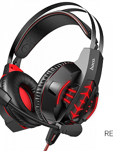 HOCO W102 Красные наушники для ПК (3.5 мм/USB)