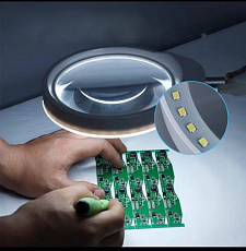 Лампа лупа с подсветкой напольная на колесиках для косметолога Орбита INL87