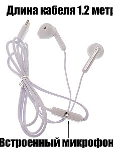 Наушники проводные гарнитура Type-C с микрофоном Орбита OT-ERG60 Белые