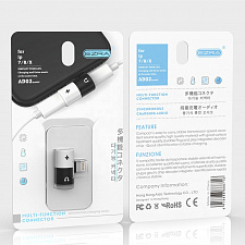 EZRA AD02  переходник (штекер Lightning - 2 гнезда Lightning)