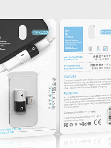 EZRA AD02 переходник (штекер Lightning - 2 гнезда Lightning)