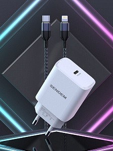 SENDEM OG33 ЗУ с TYPE-C + кабель IOS Lightning-Type-C 1.2м (PD20W, 3000mA)