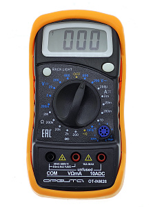 Мультиметр цифровой с прозвонкой в калоше тестер тока и напряжения Орбита OT-INM26