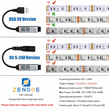 Огонек OG-LDL41 LED контроллер DC 5-24В (Bluetooth, RGB, 4PIN)