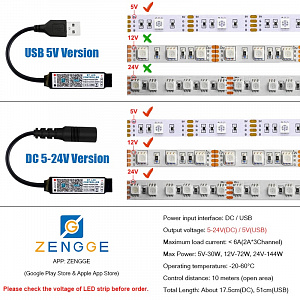 Огонек OG-LDL41 LED контроллер DC 5-24В (Bluetooth, RGB, 4PIN)