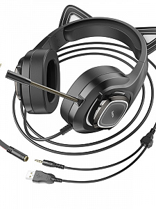 HOCO W107 CAT наушники для ПК (3.5 мм/USB)