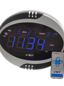 VST 770Т-5 Синие часы настенные (пульт+БЛОК)