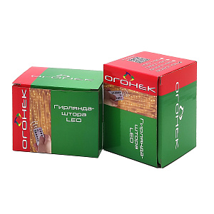 Огонек OG-LDG08 гирлянда-штора с крючком LED Белая холодная (3х3м,300 ламп,USB)