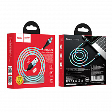 HOCO U85 Синий кабель USB 2.4A (microUSB) 1м LED