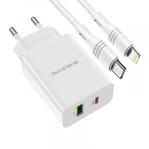 BOROFONE BA56A ЗУ с USB/PD + кабель IOS Lighting (QC3.0+PD20W,3000mA)
