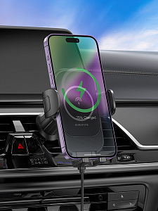 BOROFONE BH204 Черный держатель для смартфонов + беспроводное ЗУ 10W (в воздуховод)