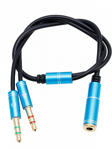 Орбита OT-AVC44 Синий переходник аудио (гнездо 3,5 мм на 2 штекера Джек 3,5 мм) (УПАКОВКА 10шт)