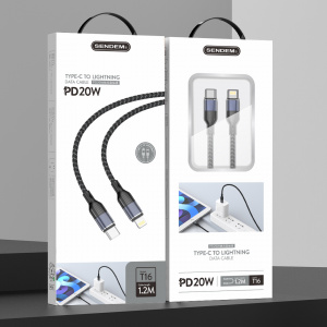 SENDEM T16 кабель PD20W (iOS Lighting-TYPE-C) 1.2м