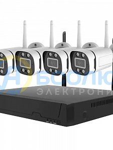 Комплект видеонаблюдения беспроводной на 4 камеры Wi-Fi 3MP Орбита OT-VNK07