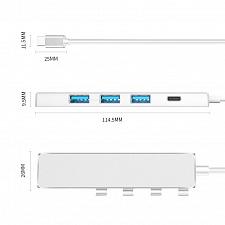 Орбита OT-PCR20 Серебро концентратор USB 2.0 (4*USB+Type-C)