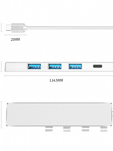 Орбита OT-PCR20 Серебро концентратор USB 2.0 (4*USB+Type-C)