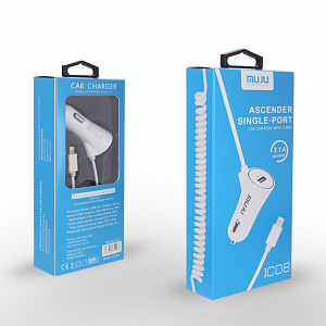 MUJU MJ-C08 ЗУ авто USB + кабель iOS Lightning (5B,3100mA)