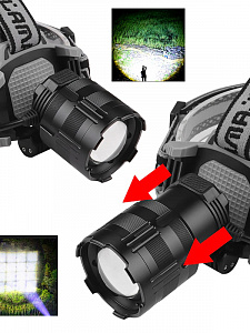 Патриот PT-FLG42 фонарь налобный (1L, 2*18650, ZOOM)