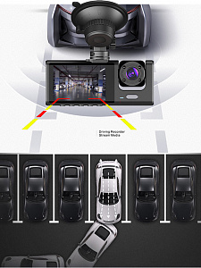 Видеорегистратор автомобильный 3 в 1 с двумя камерами в салон и заднего вида TDS TS-CAR51А