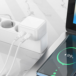 BOROFONE BA76A Белый ЗУ с 2*PD + кабель Type-C - Type-C 1м (PD35W,3000mA)