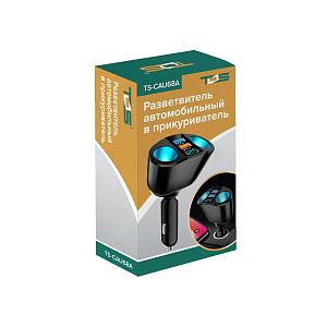 Разветвитель прикуривателя автомобильный на 2 гнезда + 2*USB TDS TS-CAU68A